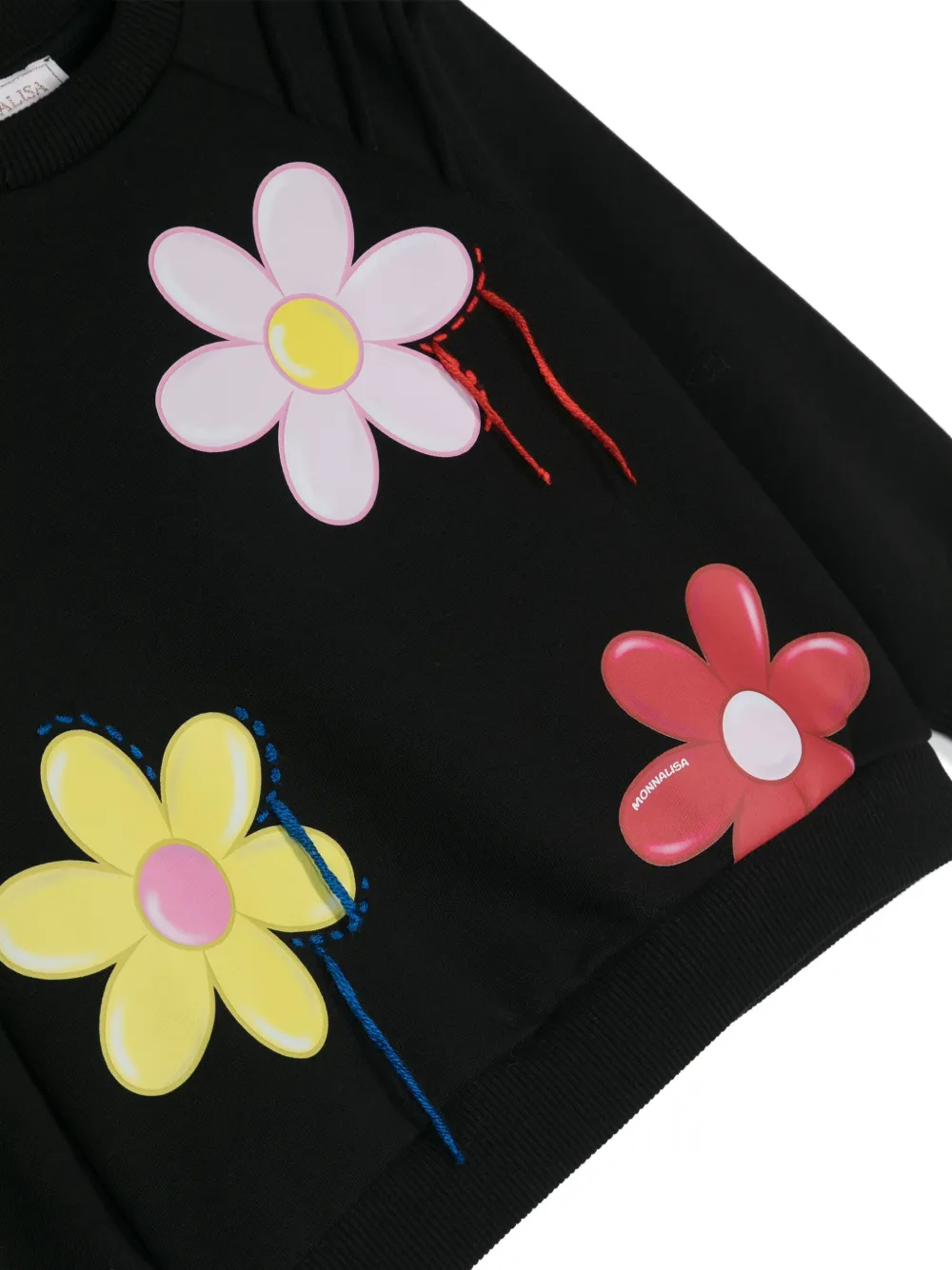 Monnalisa Sweater met bloemenprint Zwart