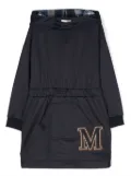 Monnalisa logo-patch hooded dress - Blue
