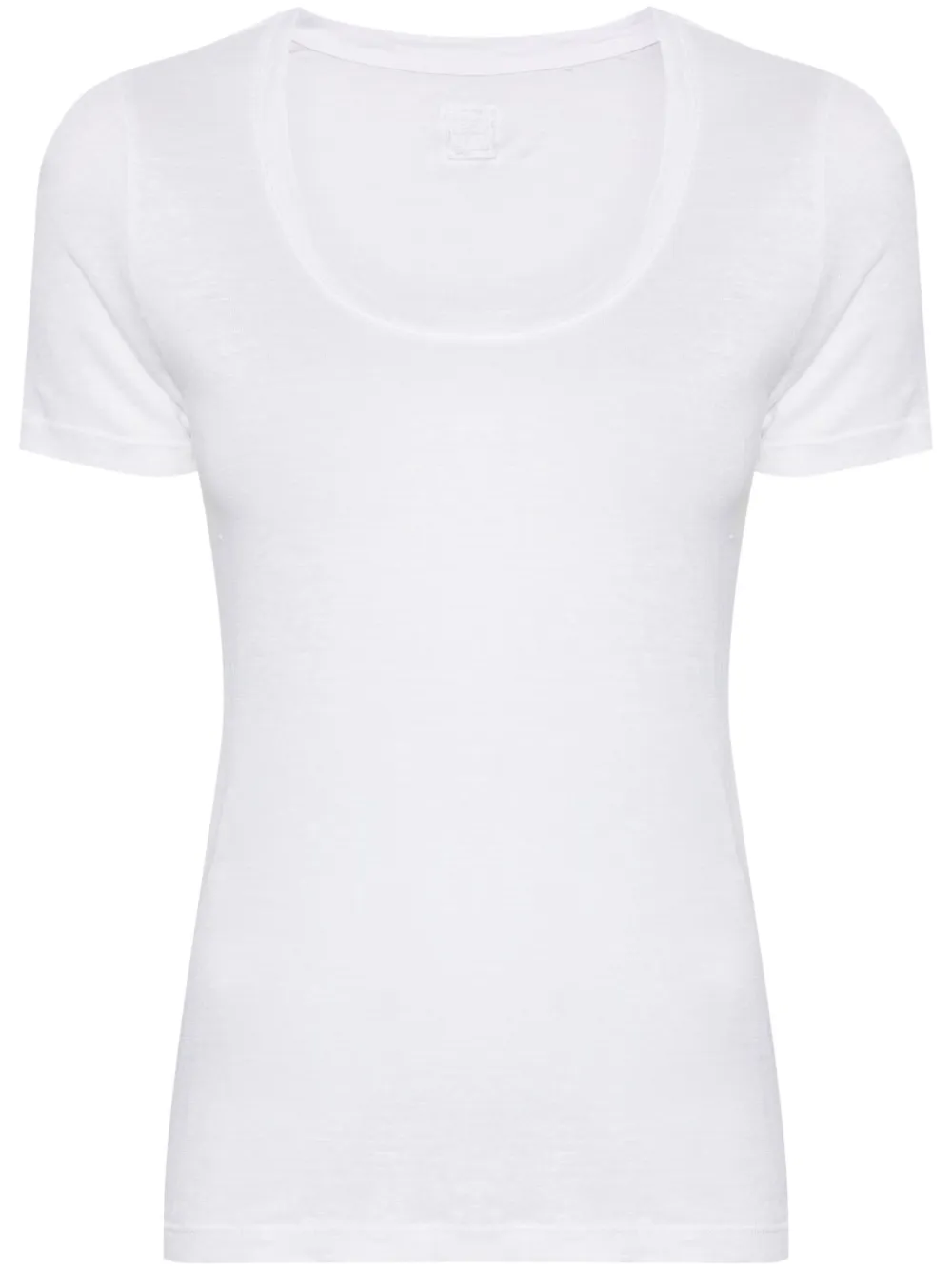 120% Lino Linnen T-shirt met ronde hals Wit