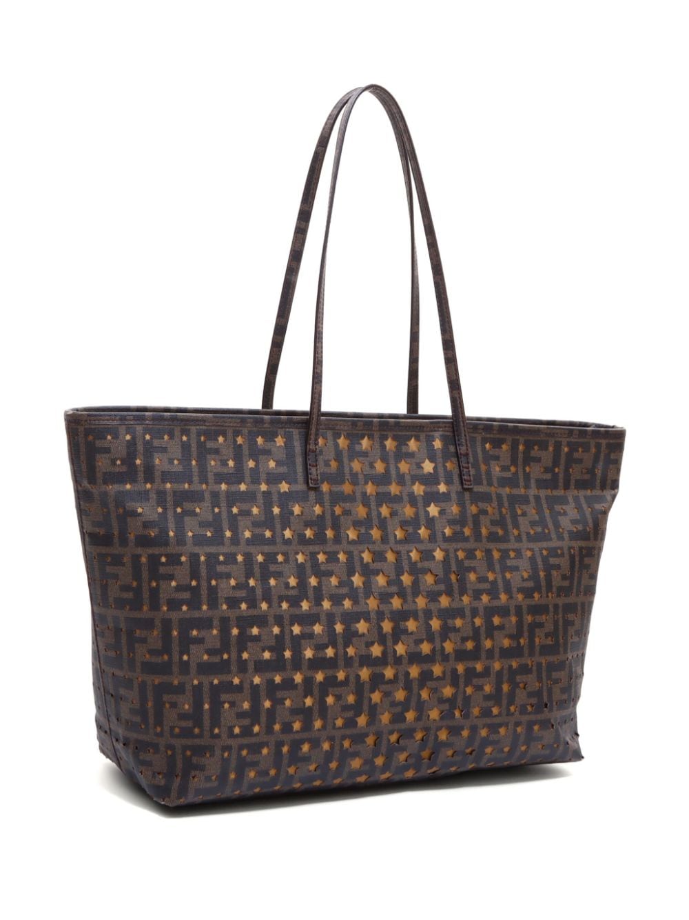 Pre-owned Fendi Zucca Star Punching Tote Bag In Brown