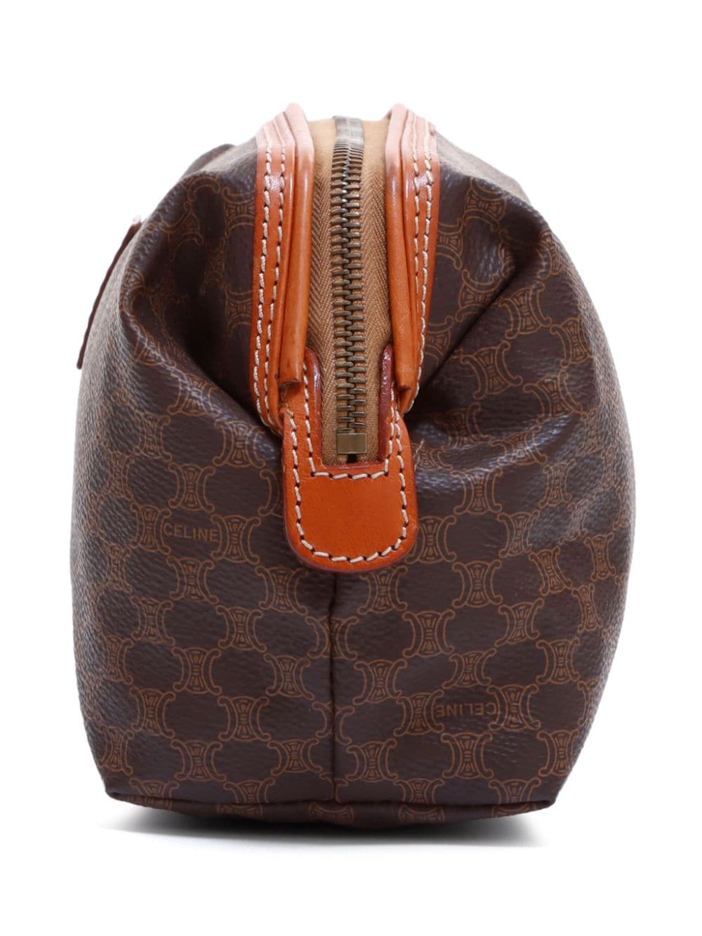 Pre-owned Celine Macadam Logo Appliqué Clutch Bag In Brown