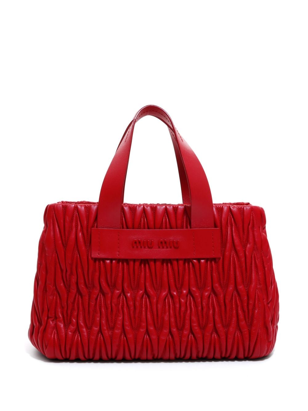 Pre-owned Miu Miu Matelassé-effect Leather Handbag In Red