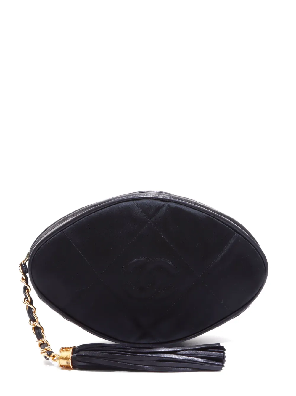 Pre-owned Chanel 1985-1993 Cc Diamond-quilted Clutch Bag In Black