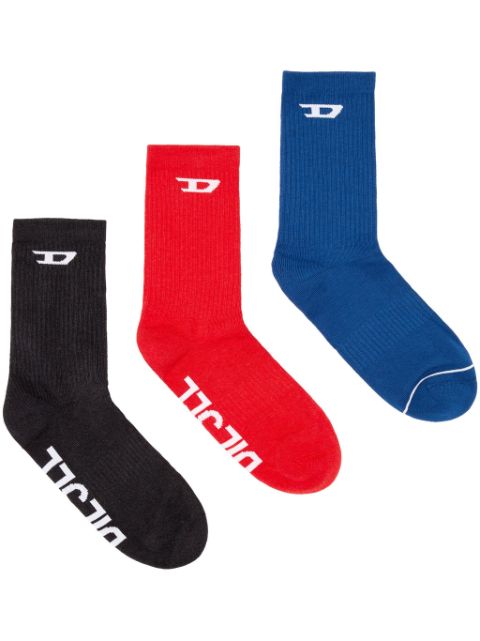 Diesel logo-jacquard stretch-cotton socks (pack of three)