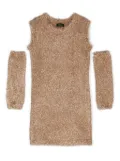Monnalisa crew-neck faux-shearling minidress - Gold