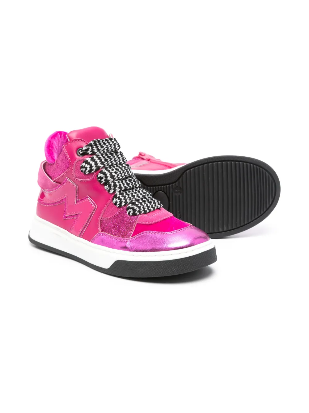 Monnalisa Leren sneakers met logoplakkaat - Roze