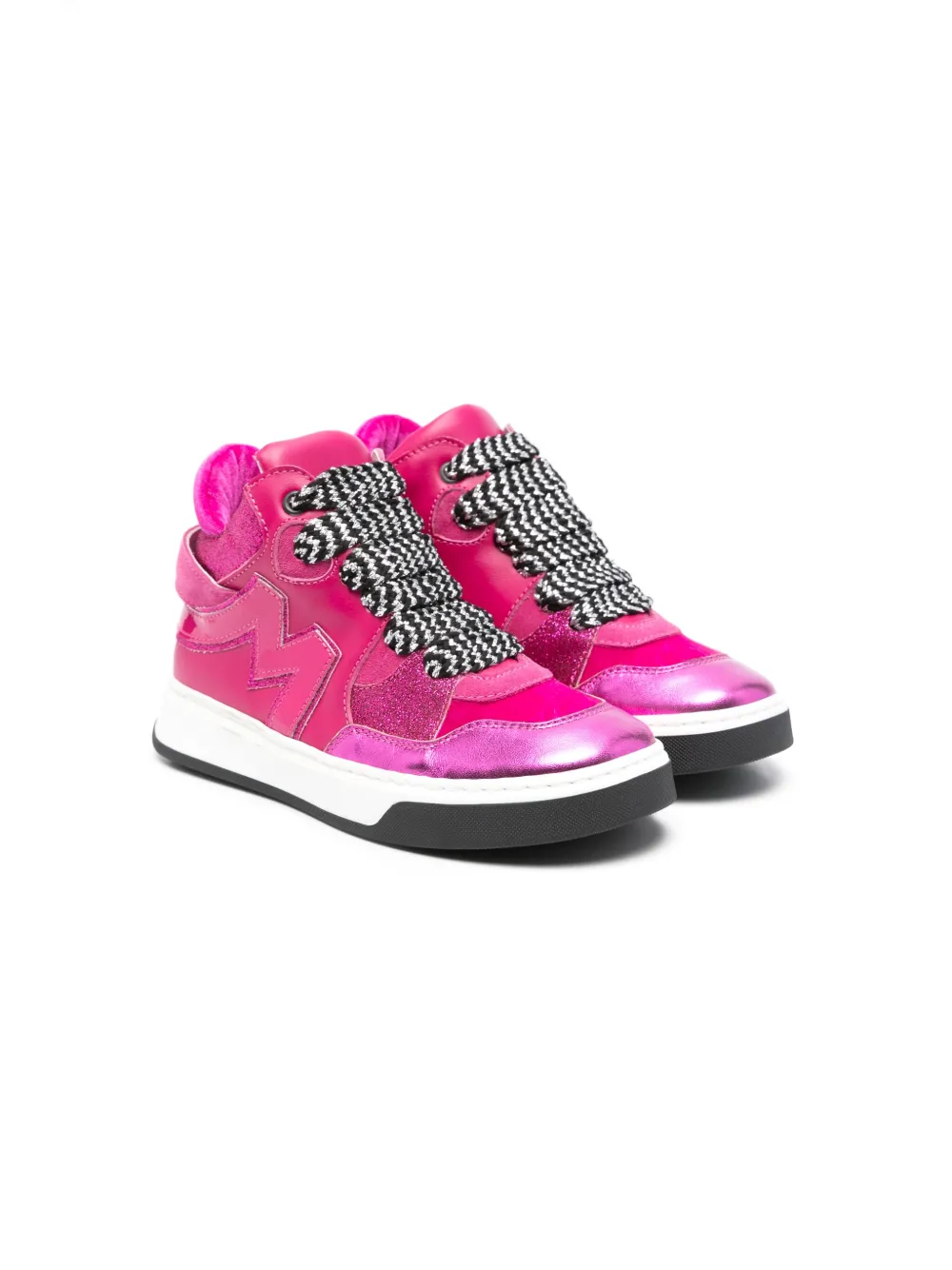 Monnalisa Leren sneakers met logoplakkaat Roze