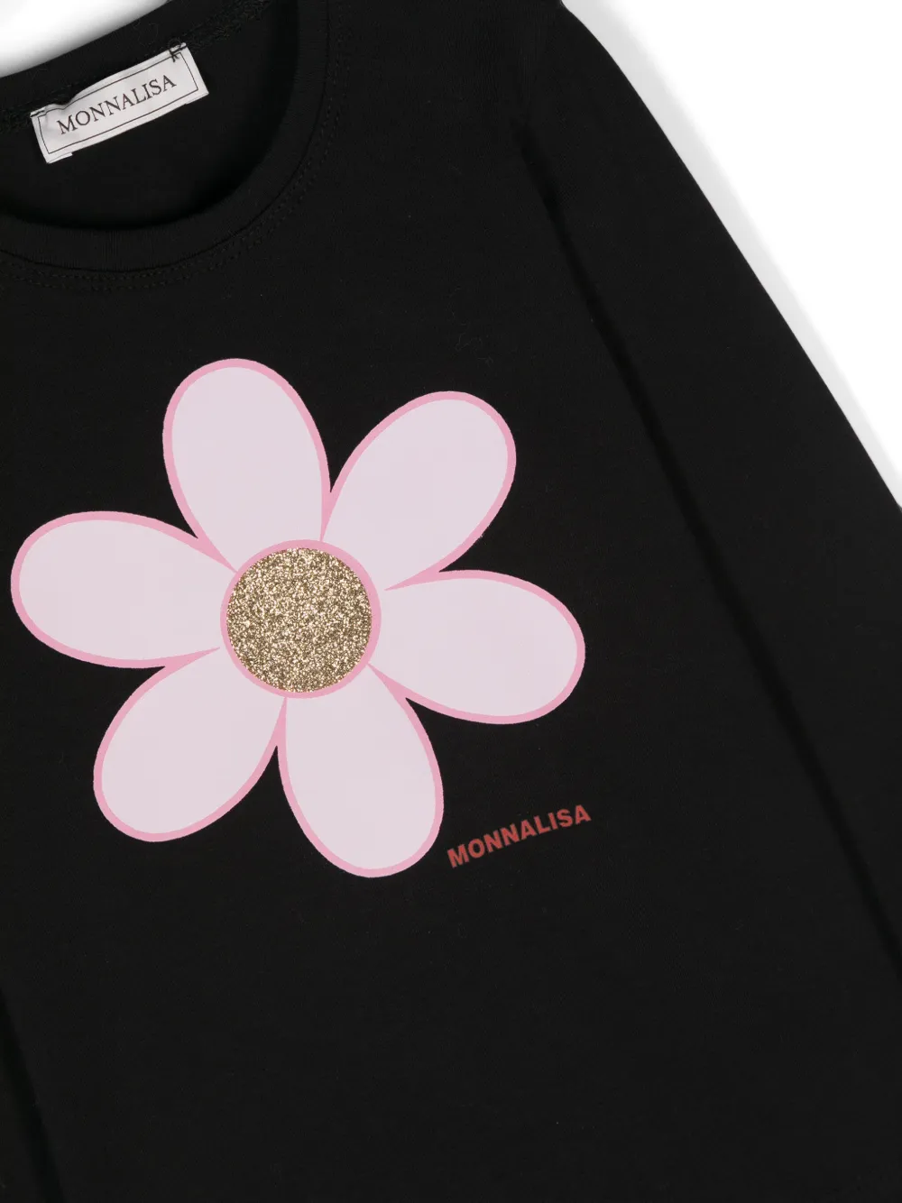 Monnalisa T-shirt met glitter Zwart