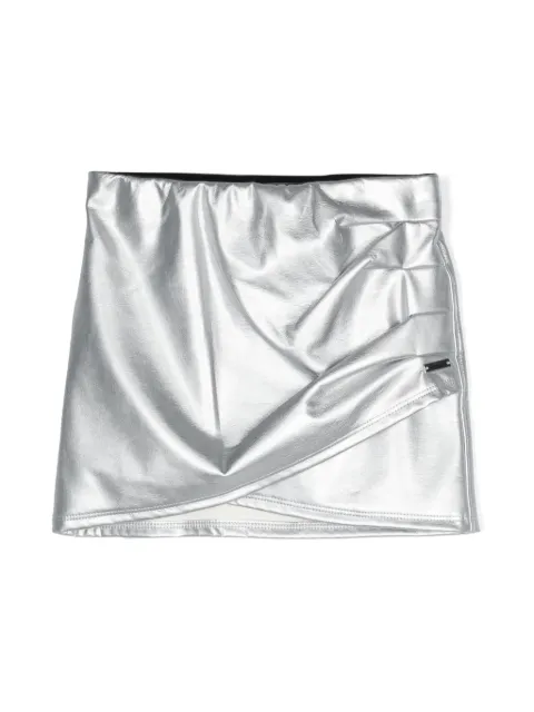 Monnalisa faux-leather wrap miniskirt