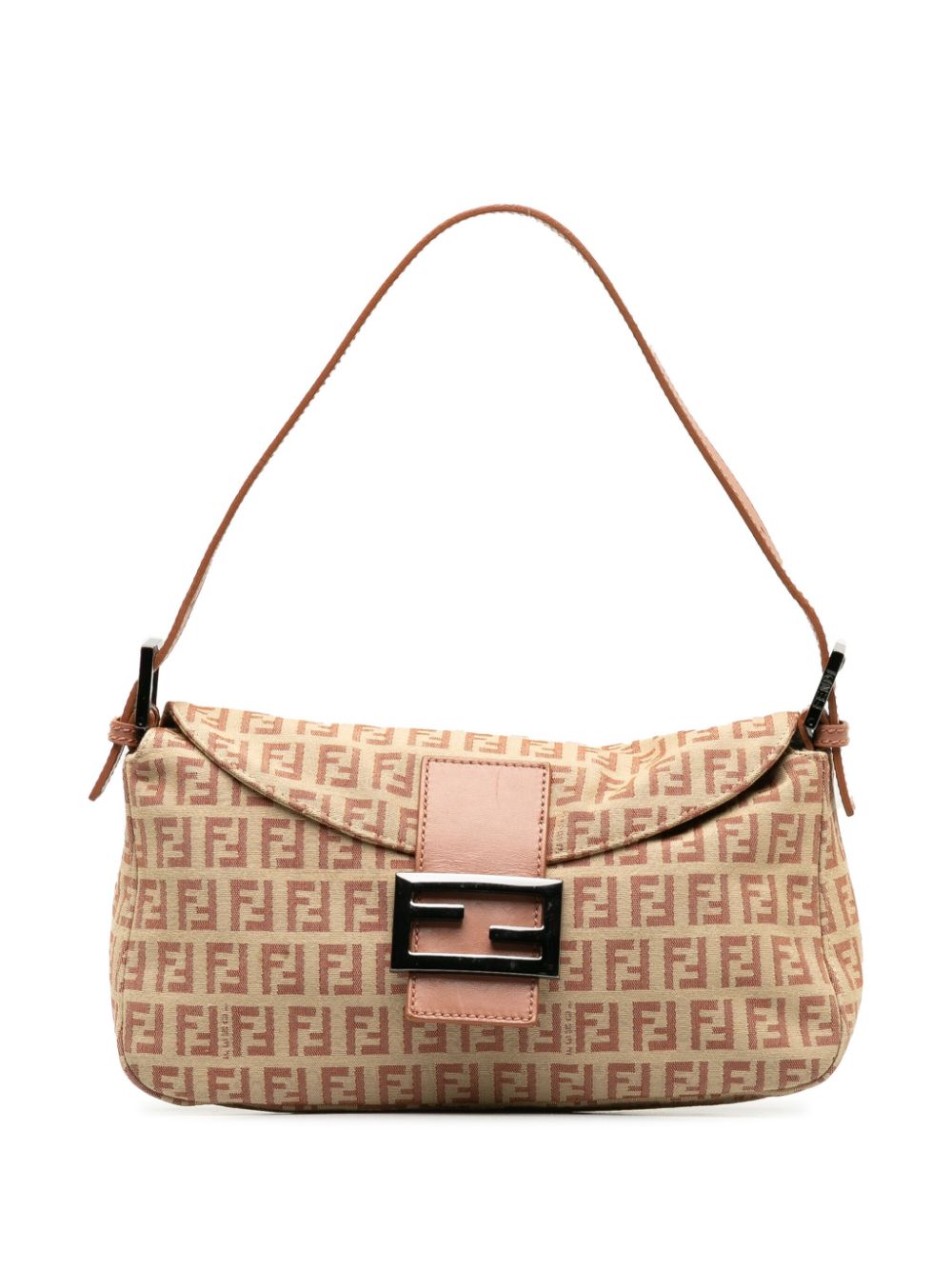 Pre-owned Fendi 2000-2010 Baguette Zucchino-jacquard Shoulder Bag In Neutrals