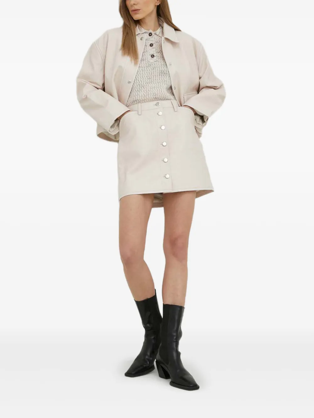 Samsoe & Samsoe Buttoned Jacket In Neutral