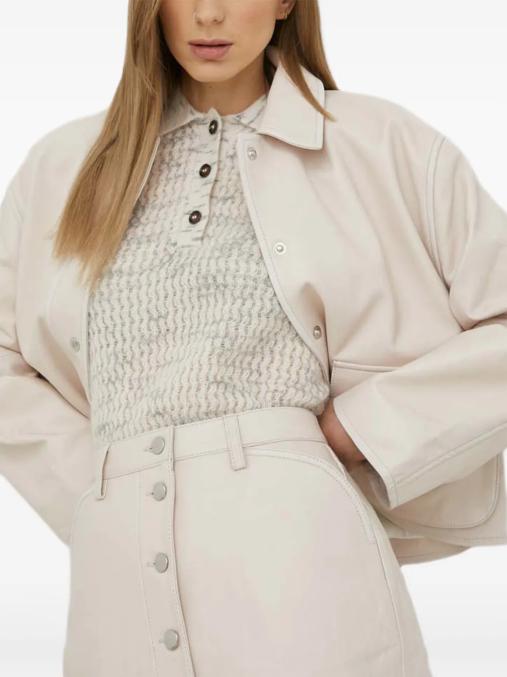 Samsoe & Samsoe Buttoned Jacket In Neutral