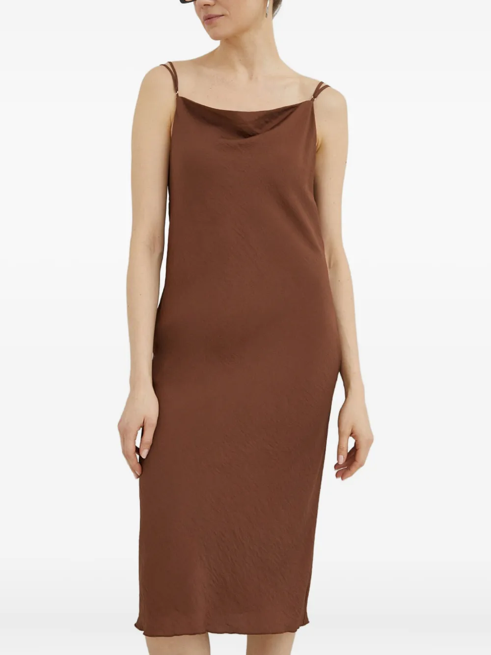 SAMSOE SAMSOE cowl-neck midi dress | Brown | Image 1