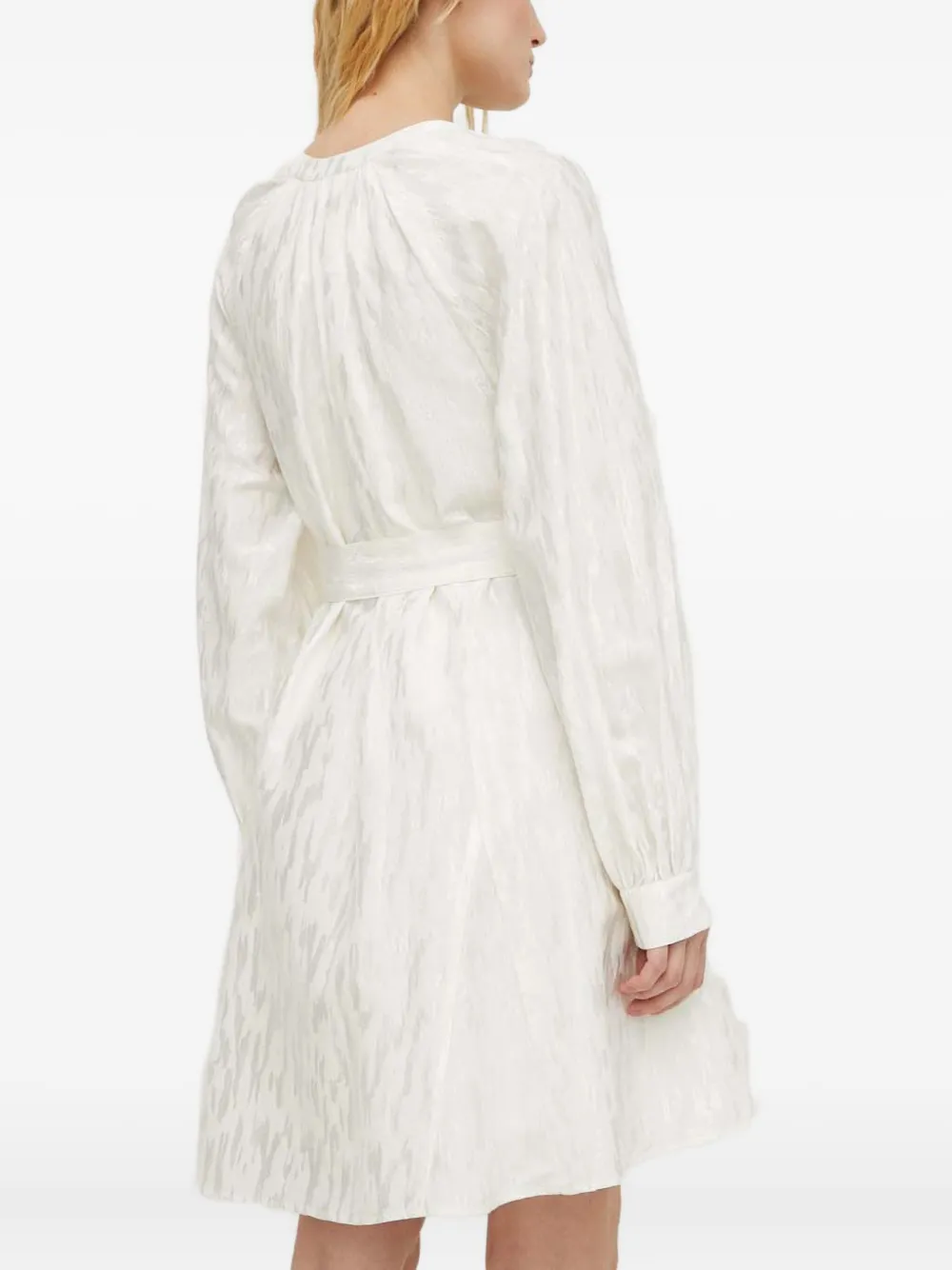 SAMSOE Savera mini-jurk met gestrikte taille en V-hals Wit