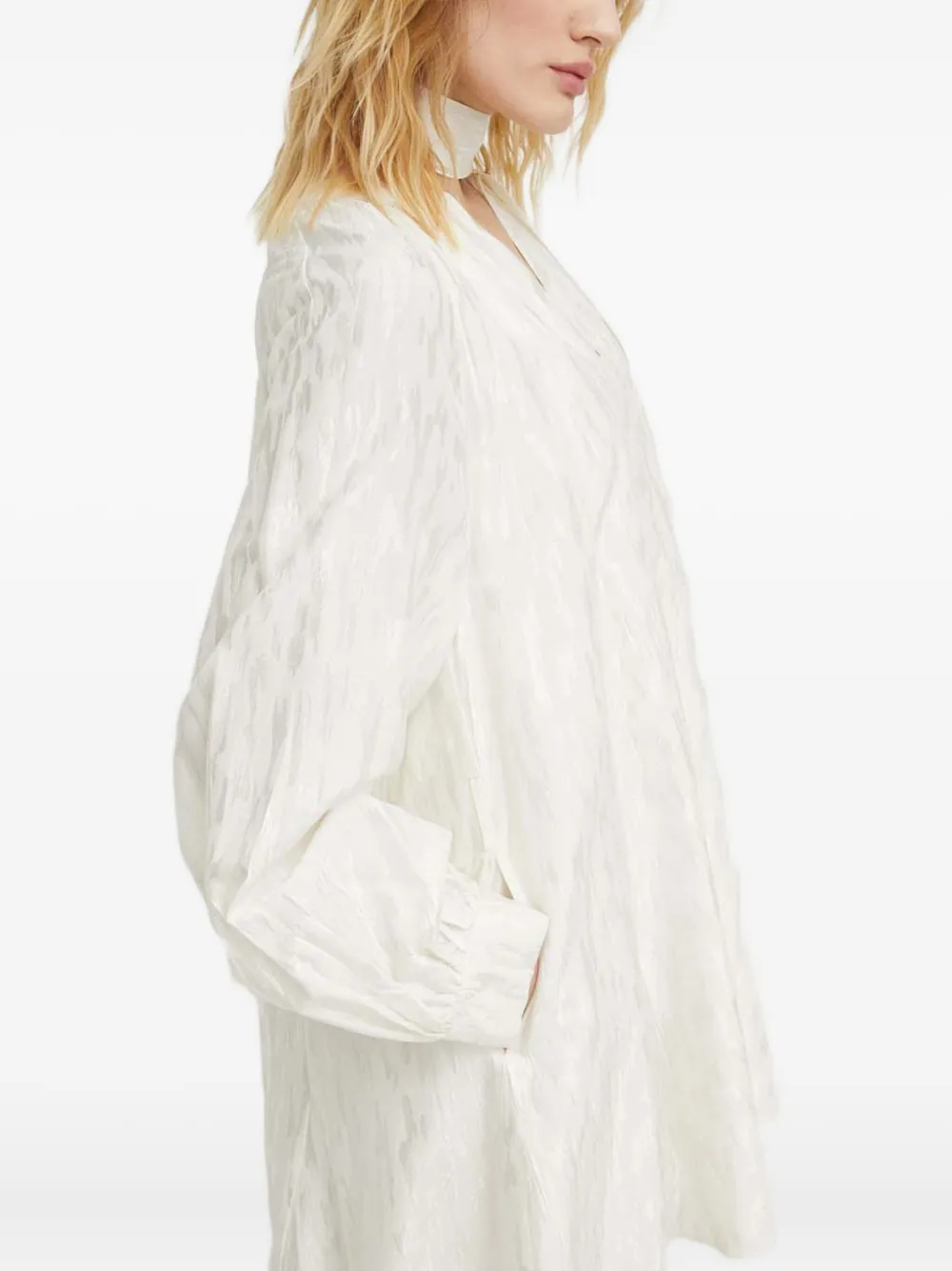 SAMSOE Savera mini-jurk met gestrikte taille en V-hals Wit