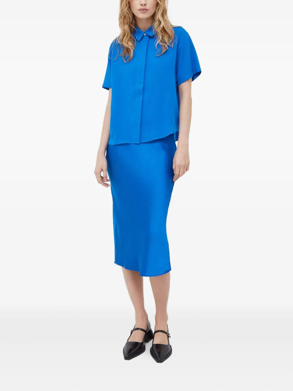 Samsoe & Samsoe Agneta Slip Midi Skirt In Blue