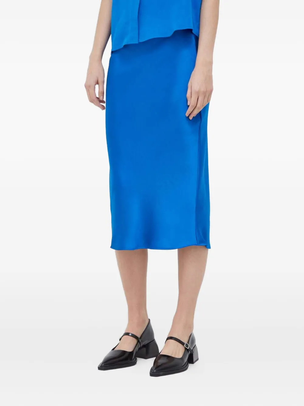 Samsoe & Samsoe Agneta Slip Midi Skirt In Blue
