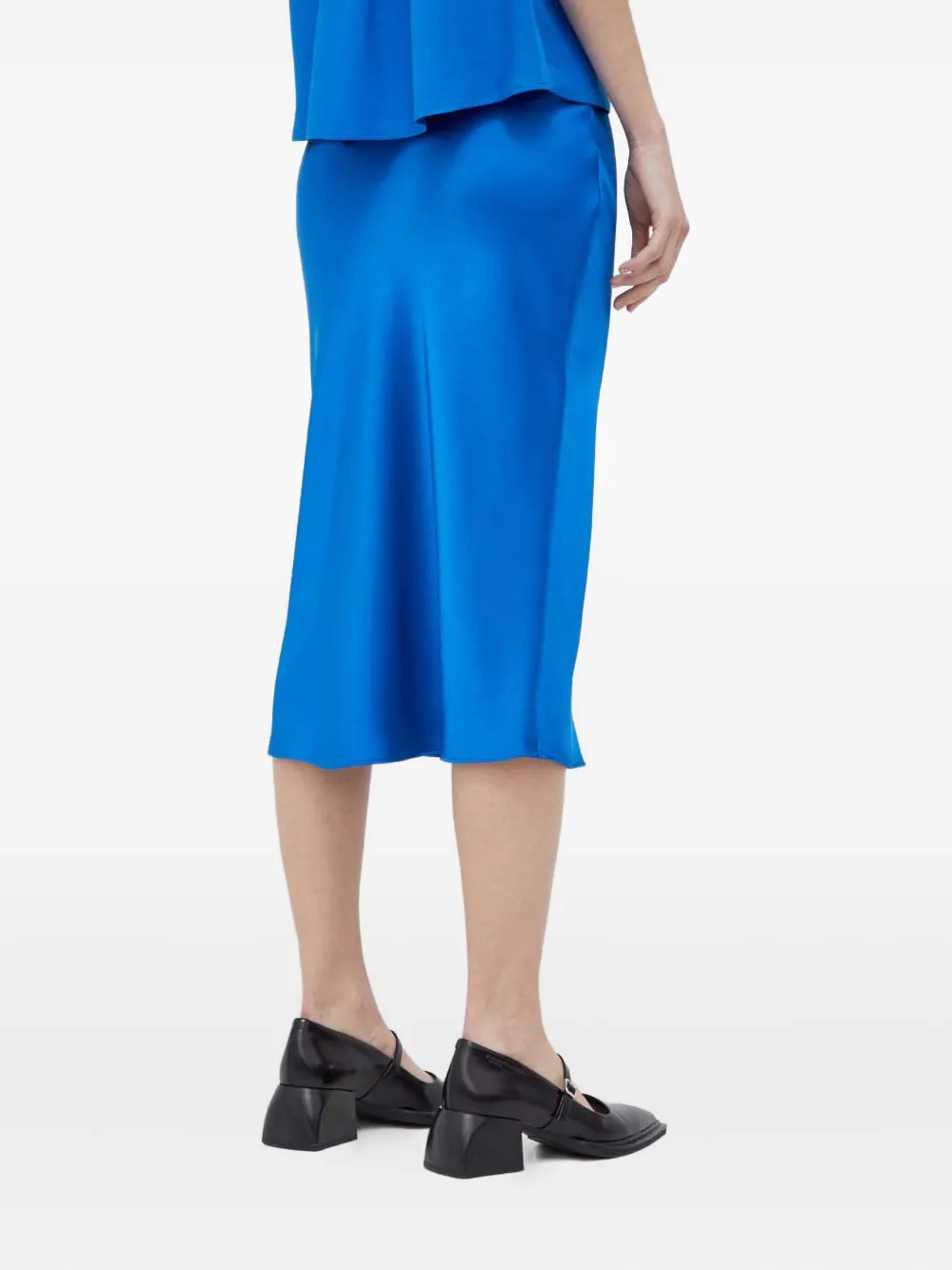 Samsoe & Samsoe Agneta Slip Midi Skirt In Blue