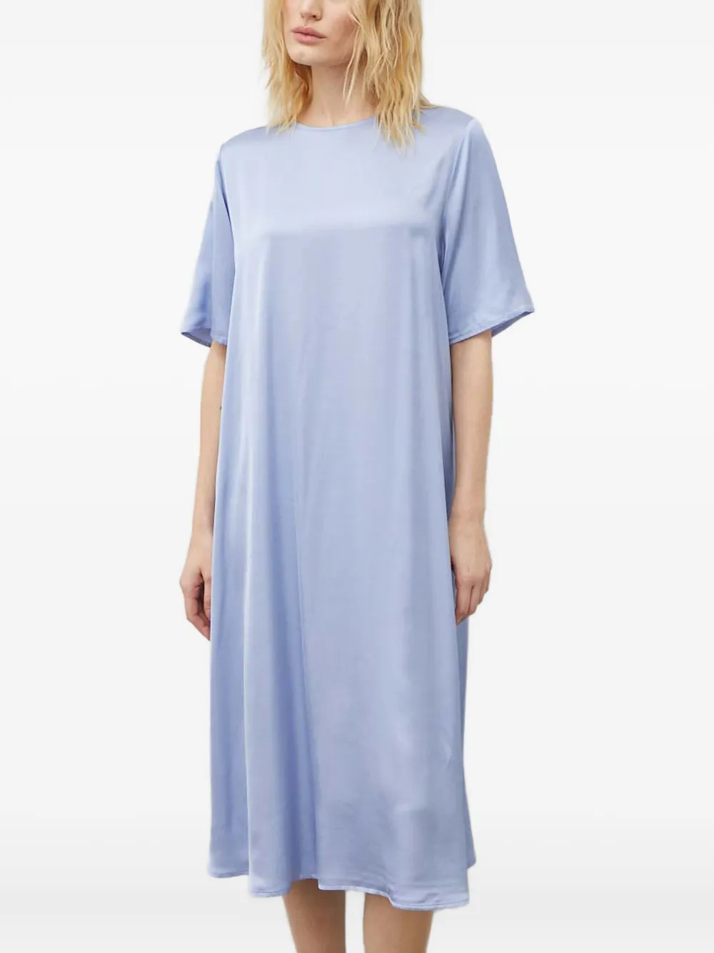 Samsoe & Samsoe Sadenise Short-sleeve Keyhole Midi Dress In Blue