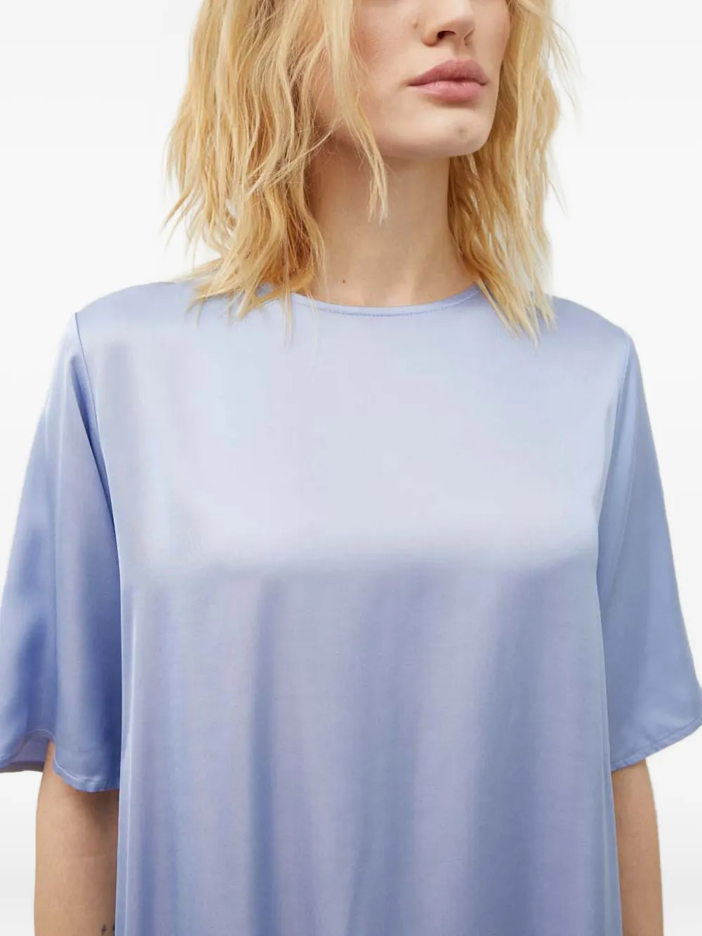 Samsoe & Samsoe Sadenise Short-sleeve Keyhole Midi Dress In Blue