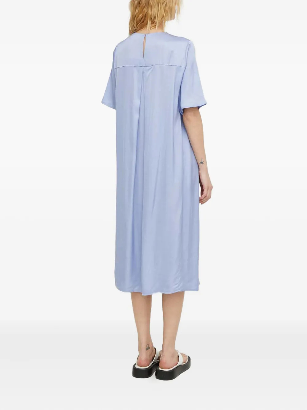 Samsoe & Samsoe Sadenise Short-sleeve Keyhole Midi Dress In Blue