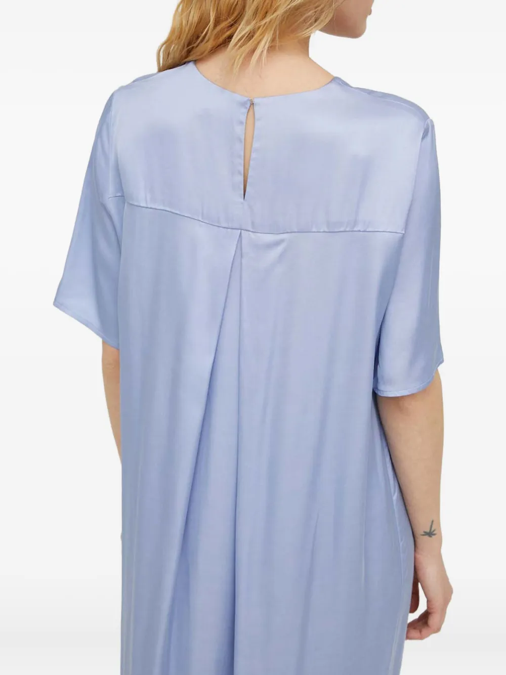 Samsoe & Samsoe Sadenise Short-sleeve Keyhole Midi Dress In Blue