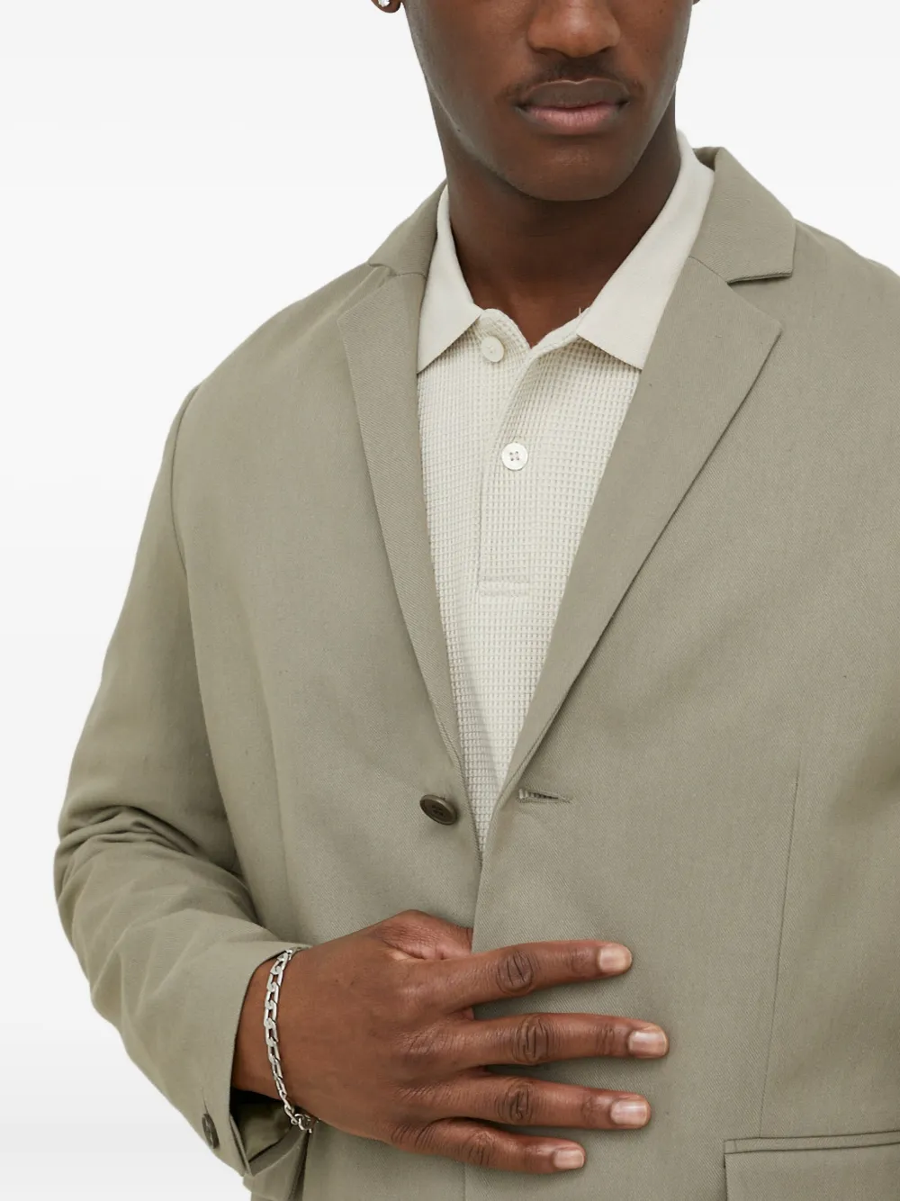 Samsoe & Samsoe Buttoned Notched-lapels Blazer In Green