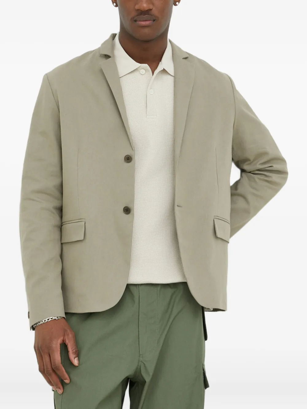 Samsoe & Samsoe Buttoned Notched-lapels Blazer In Green