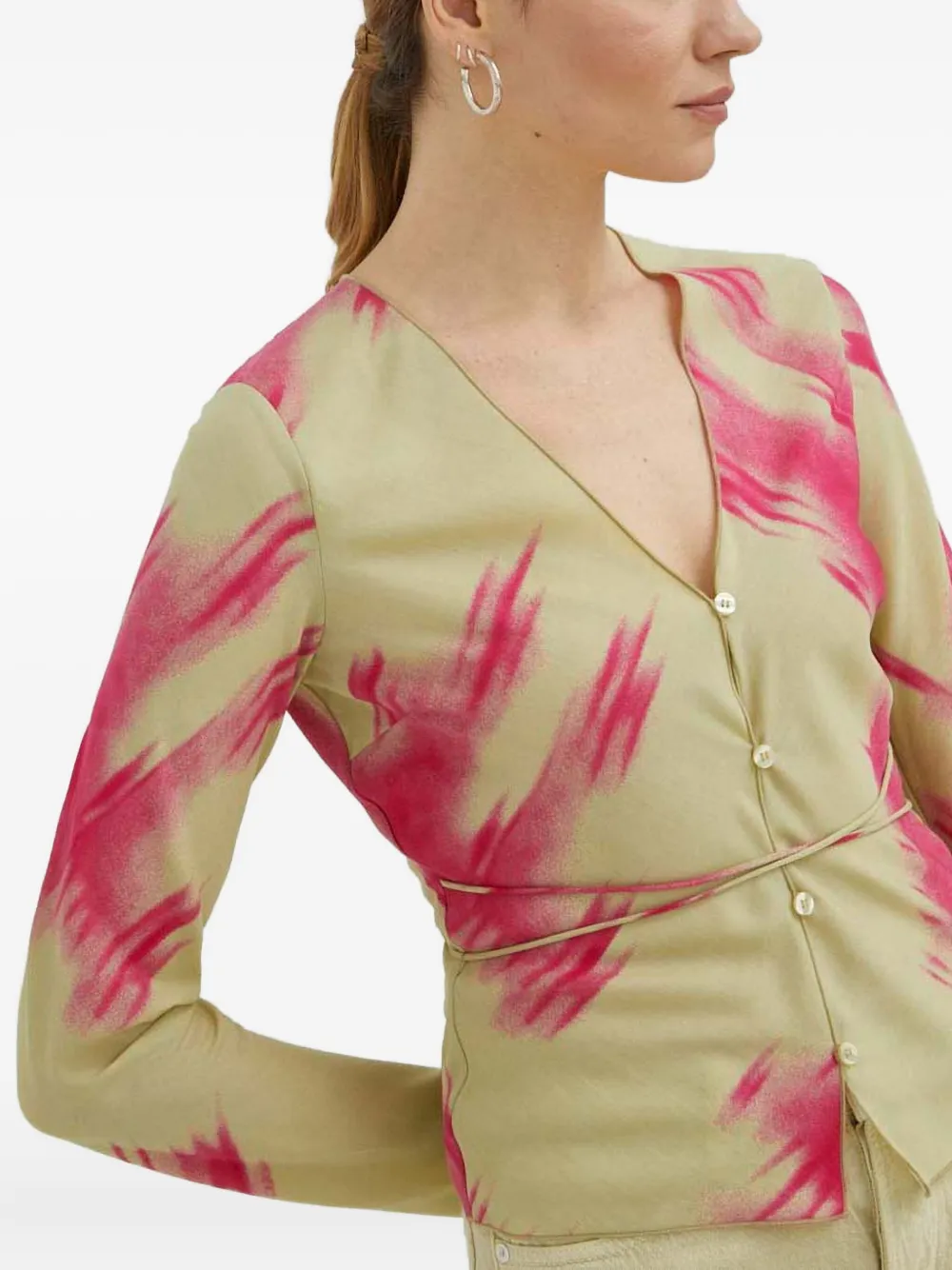 Samsoe & Samsoe Buttoned Tie-waist Top In Neutral