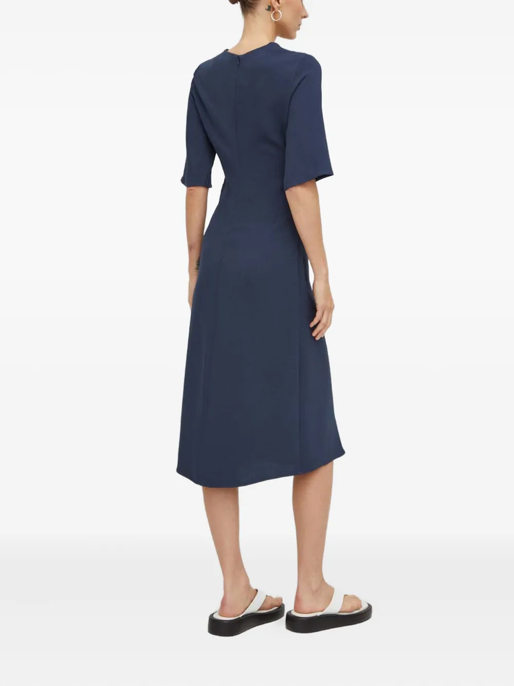 SAMSOE Samailey gesmockte midi-jurk met V-hals Blauw