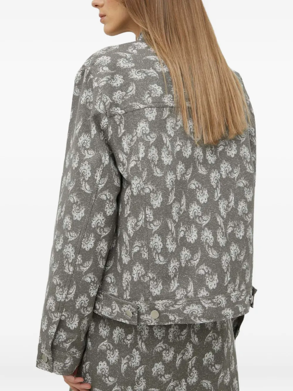 Samsoe & Samsoe Buttoned Floral Jacket In Gray