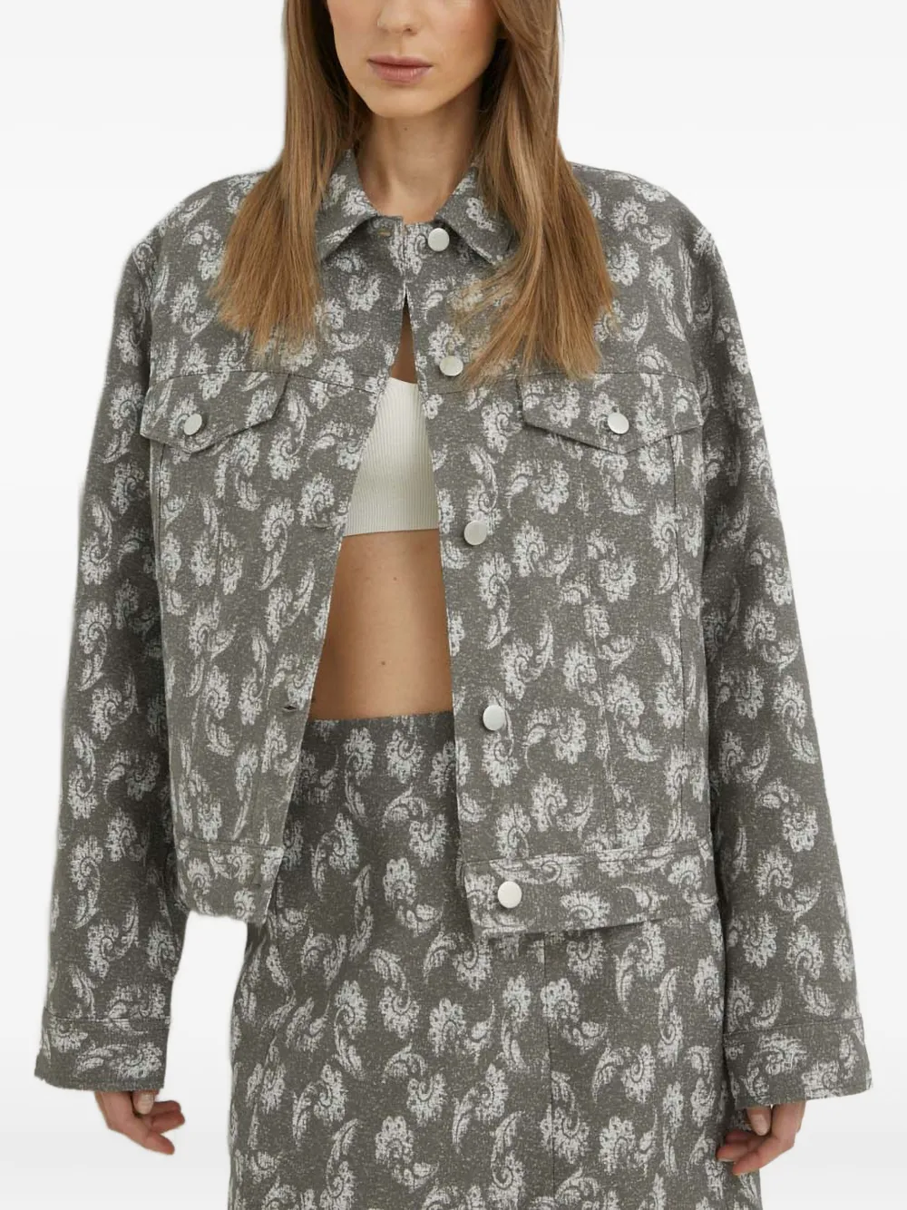SAMSOE SAMSOE buttoned floral jacket | Grey | Image 1