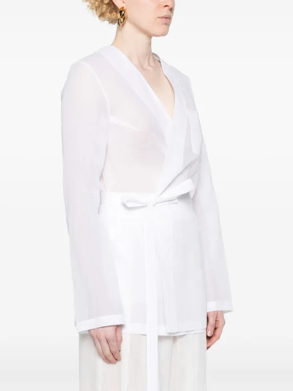 Fabiana Filippi V-neck Muslin Wrap Jacket | White | FARFETCH