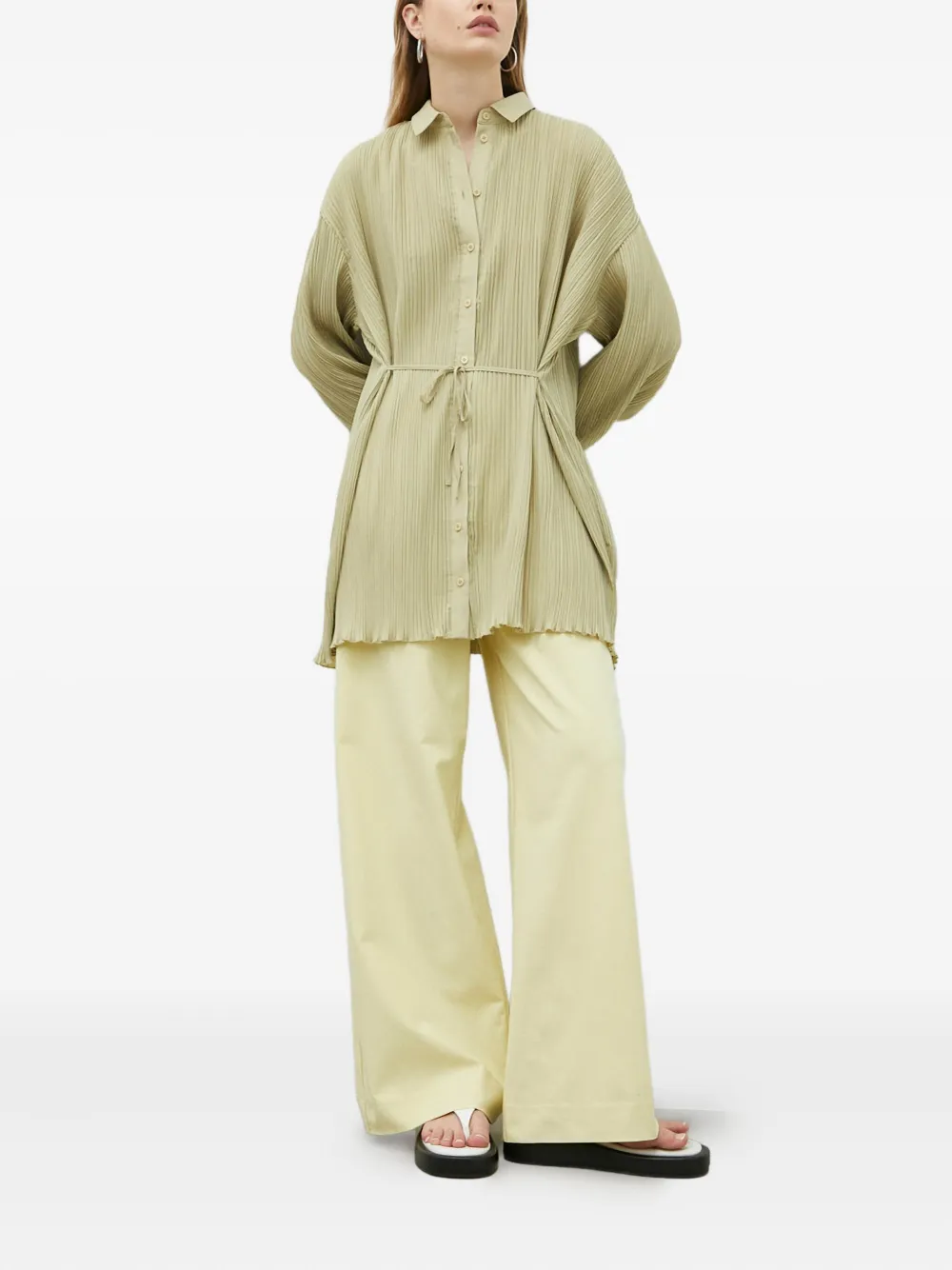 SAMSOE SAMSOE Top met plooien en strik - Groen