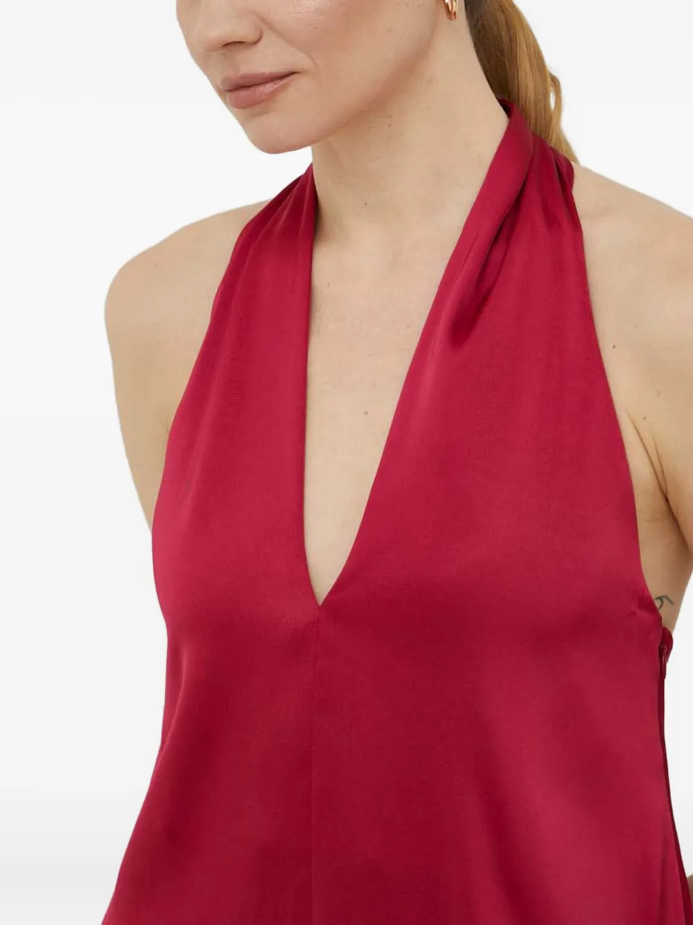 SAMSOE Midi-jurk met halternek Rood