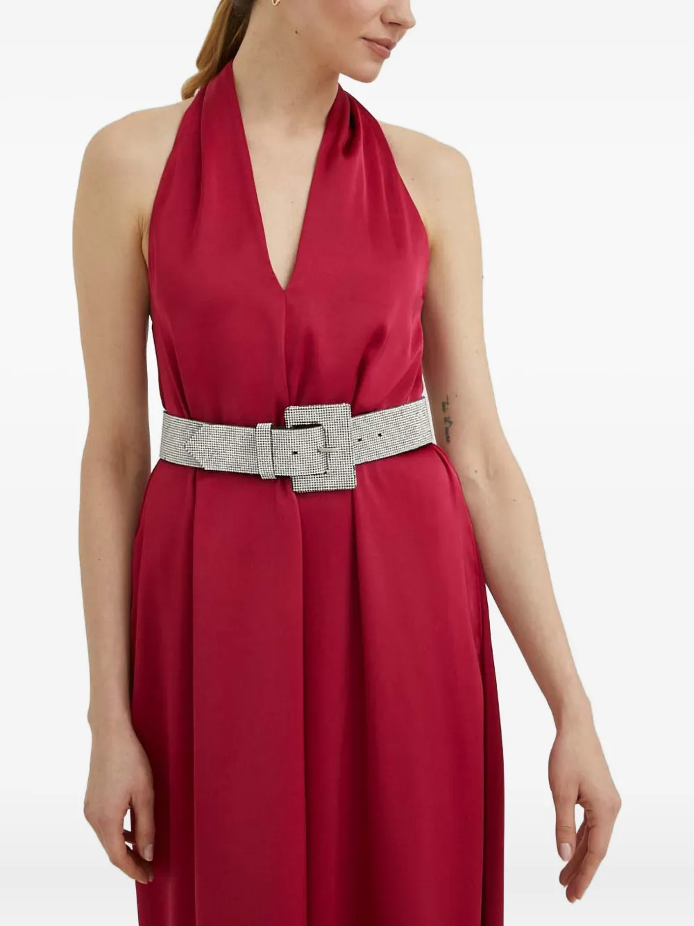 SAMSOE Midi-jurk met halternek Rood