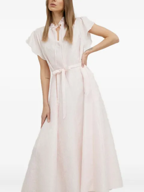 SAMSOE SAMSOE tie-neck belted midi dress