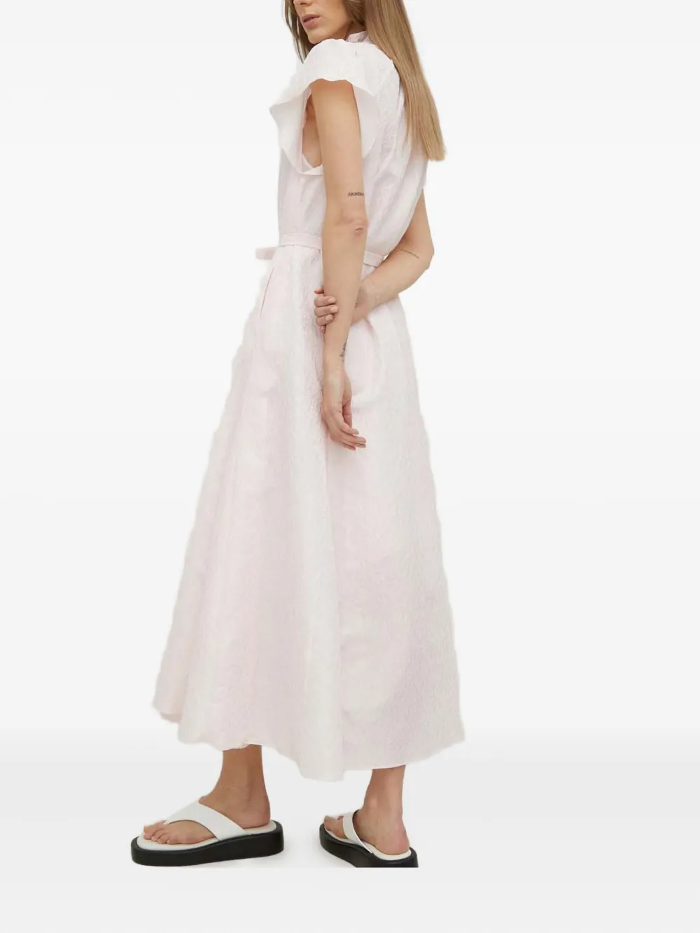 Samsoe & Samsoe Tie-neck Belted Midi Dress In Multi