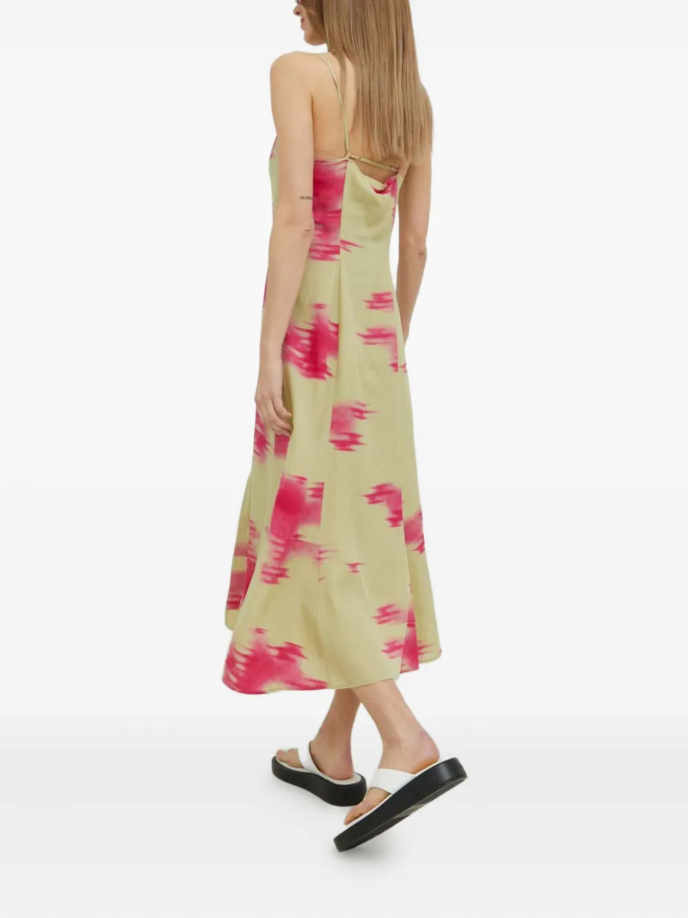 Samsoe & Samsoe Button Print Midi Dress In Green