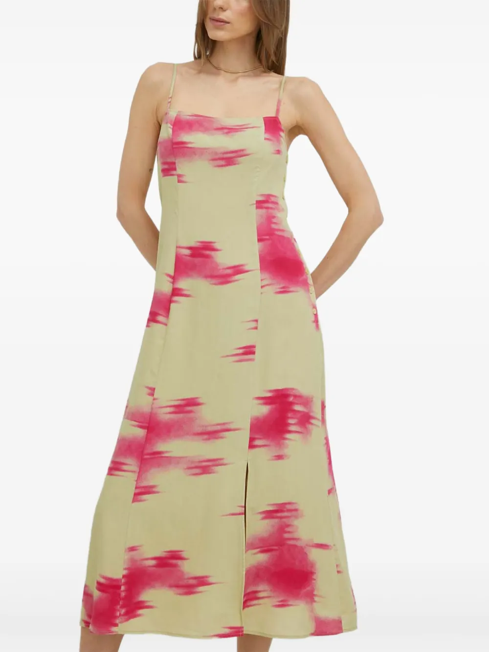 SAMSOE SAMSOE button print midi dress | Green | Image 1