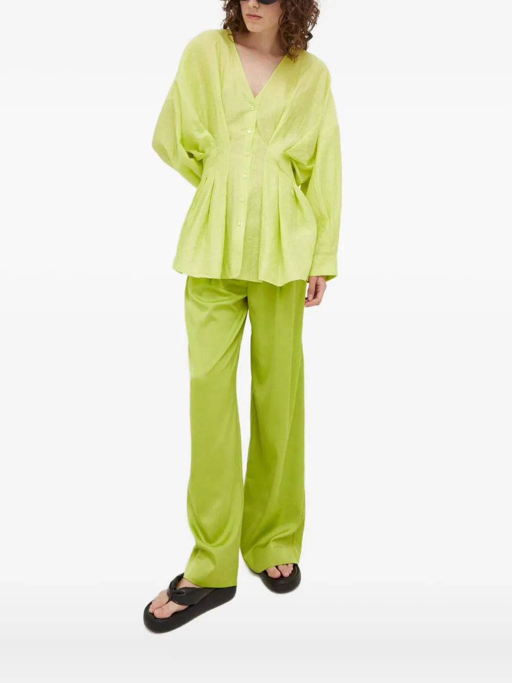 SAMSOE SAMSOE Geplooide top met knopen - Groen