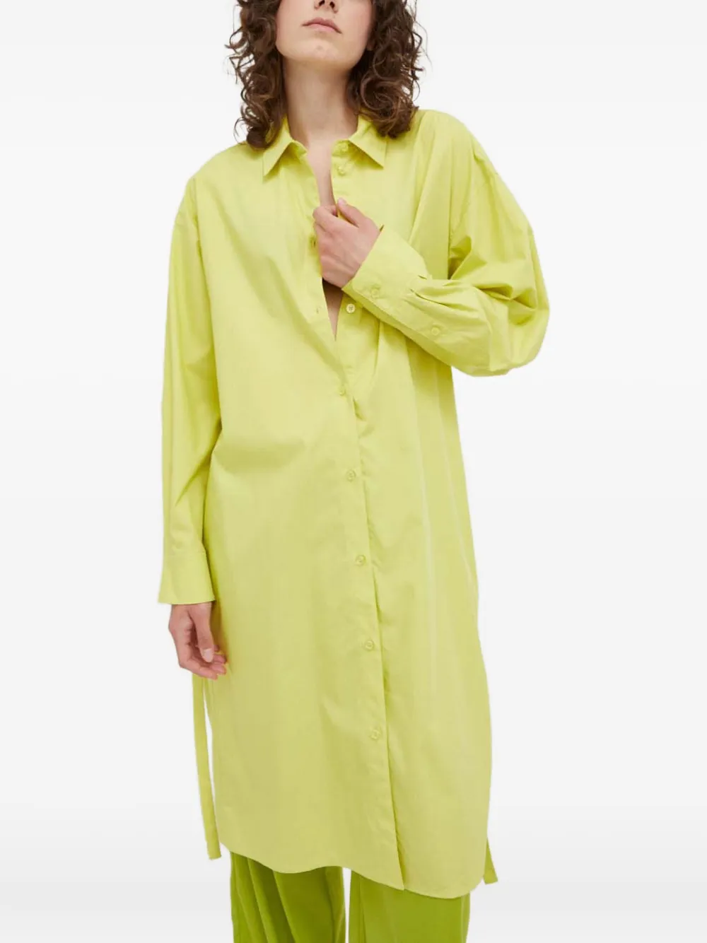 SAMSOE SAMSOE buttoned tie shirt dress | Green | Image 1
