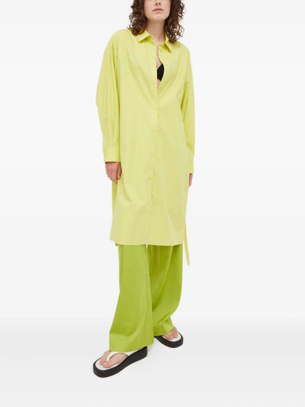 SAMSOE SAMSOE Shirtjurk met knopen en strik - Groen