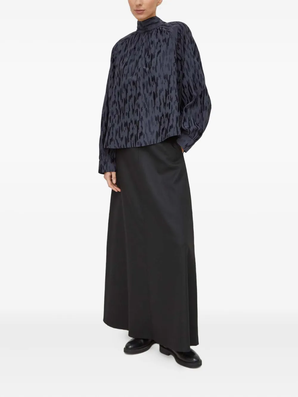 SAMSOE SAMSOE Blouse met hoge hals en strik - Grijs