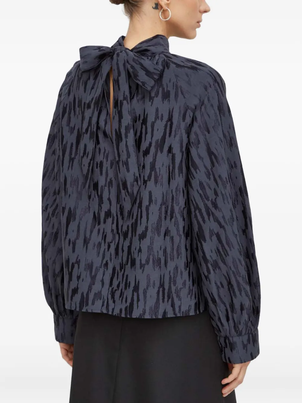 Samsoe & Samsoe Bow High-neck Blouse In Blue