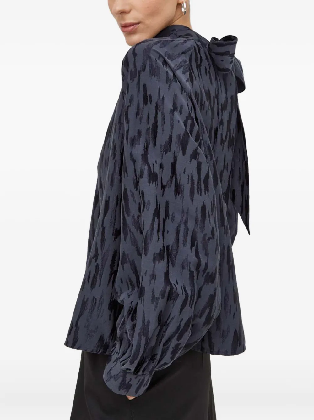 Samsoe & Samsoe Bow High-neck Blouse In Blue