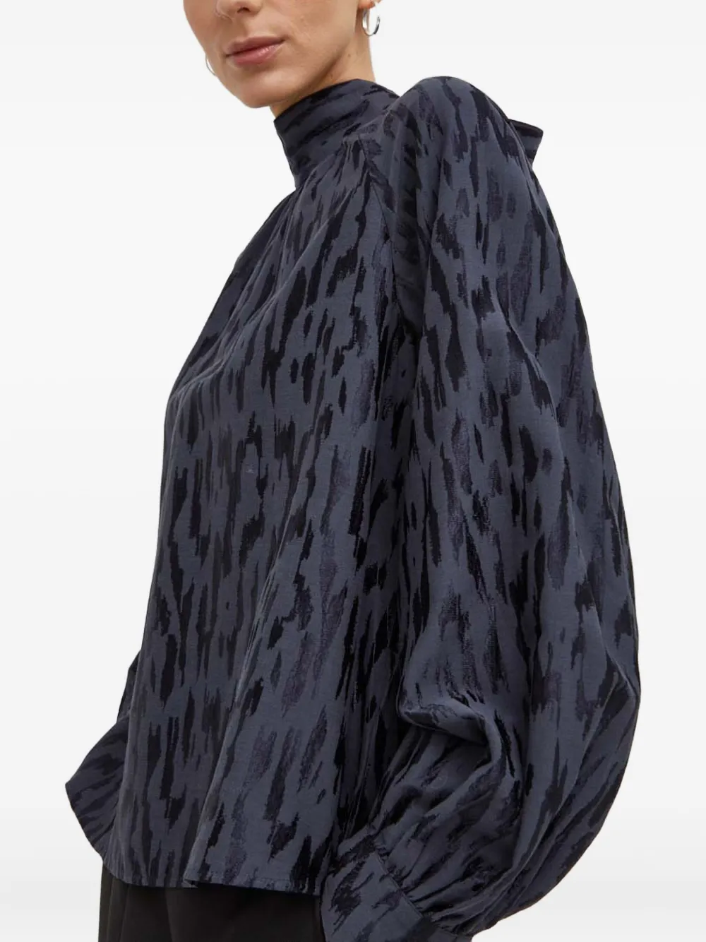 Samsoe & Samsoe Bow High-neck Blouse In Blue