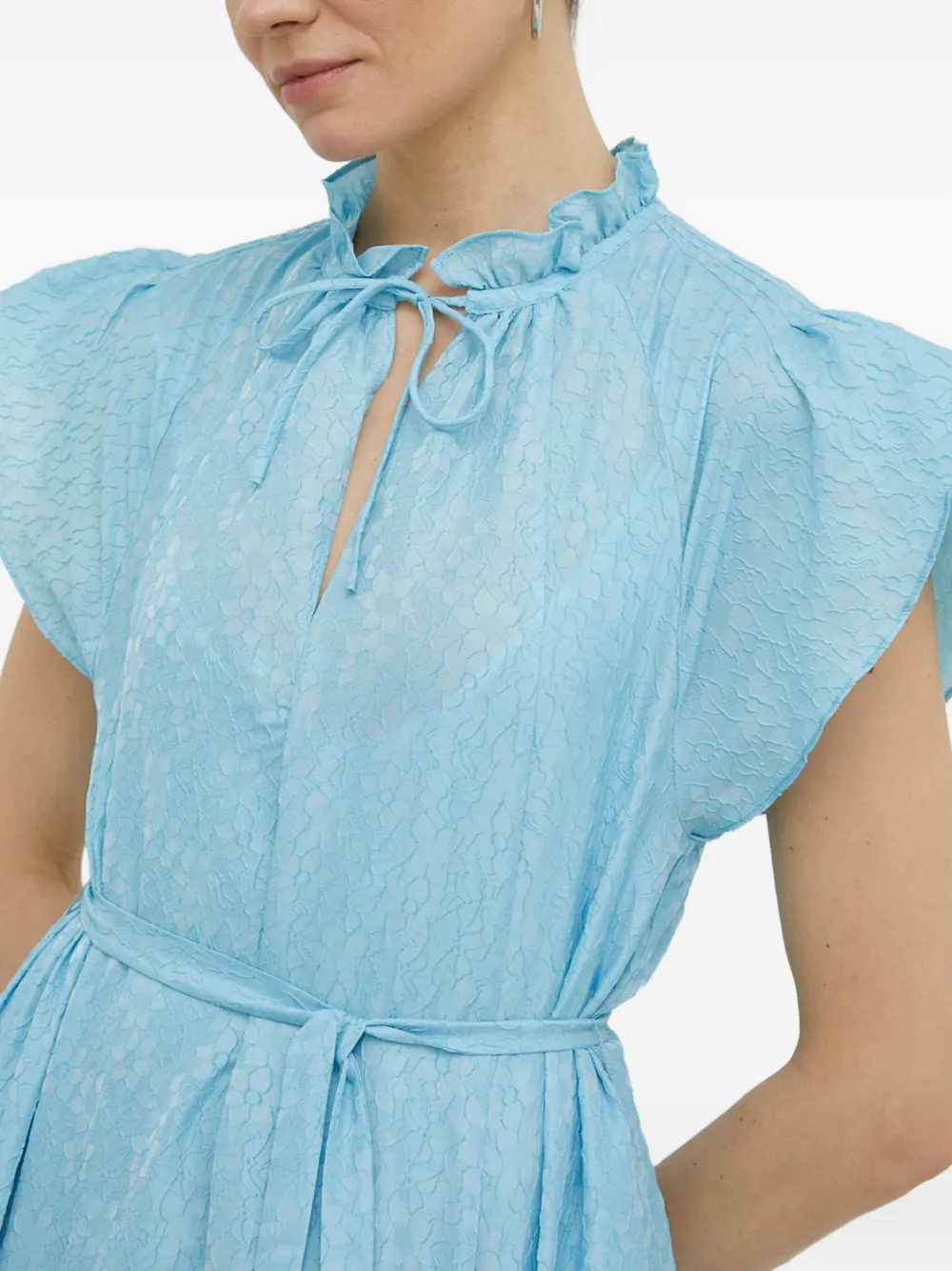 Samsoe & Samsoe Ruffled Tie Midi Dress In Blue