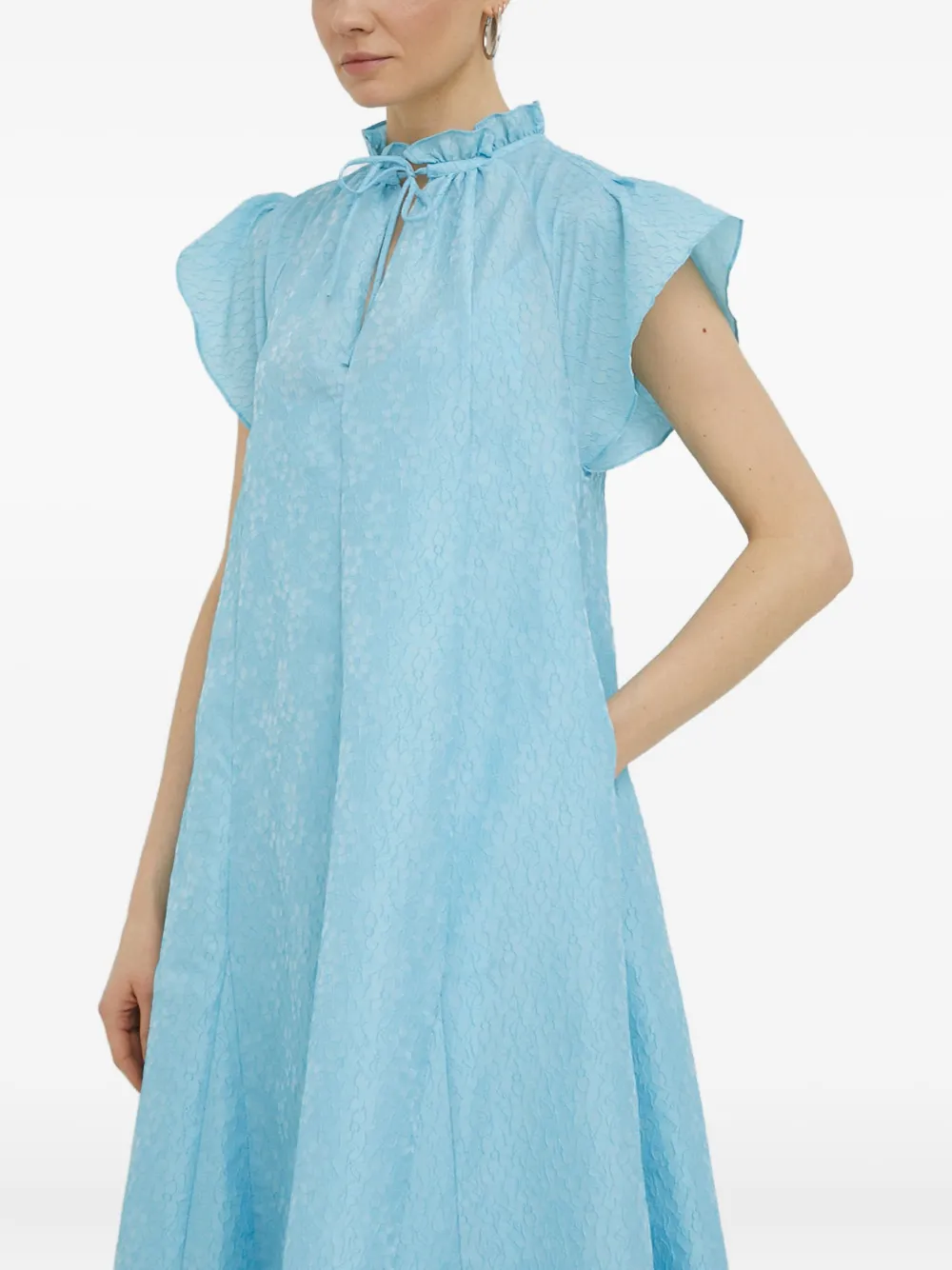 Samsoe & Samsoe Ruffled Tie Midi Dress In Blue