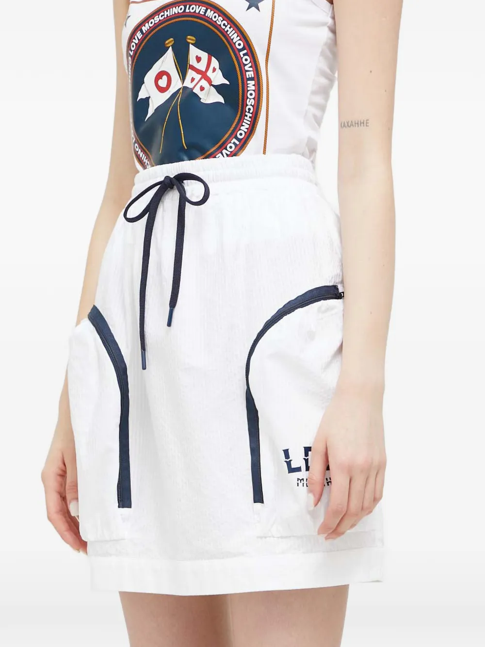 Love Moschino drawstring-fastening mini skirt - Bianco